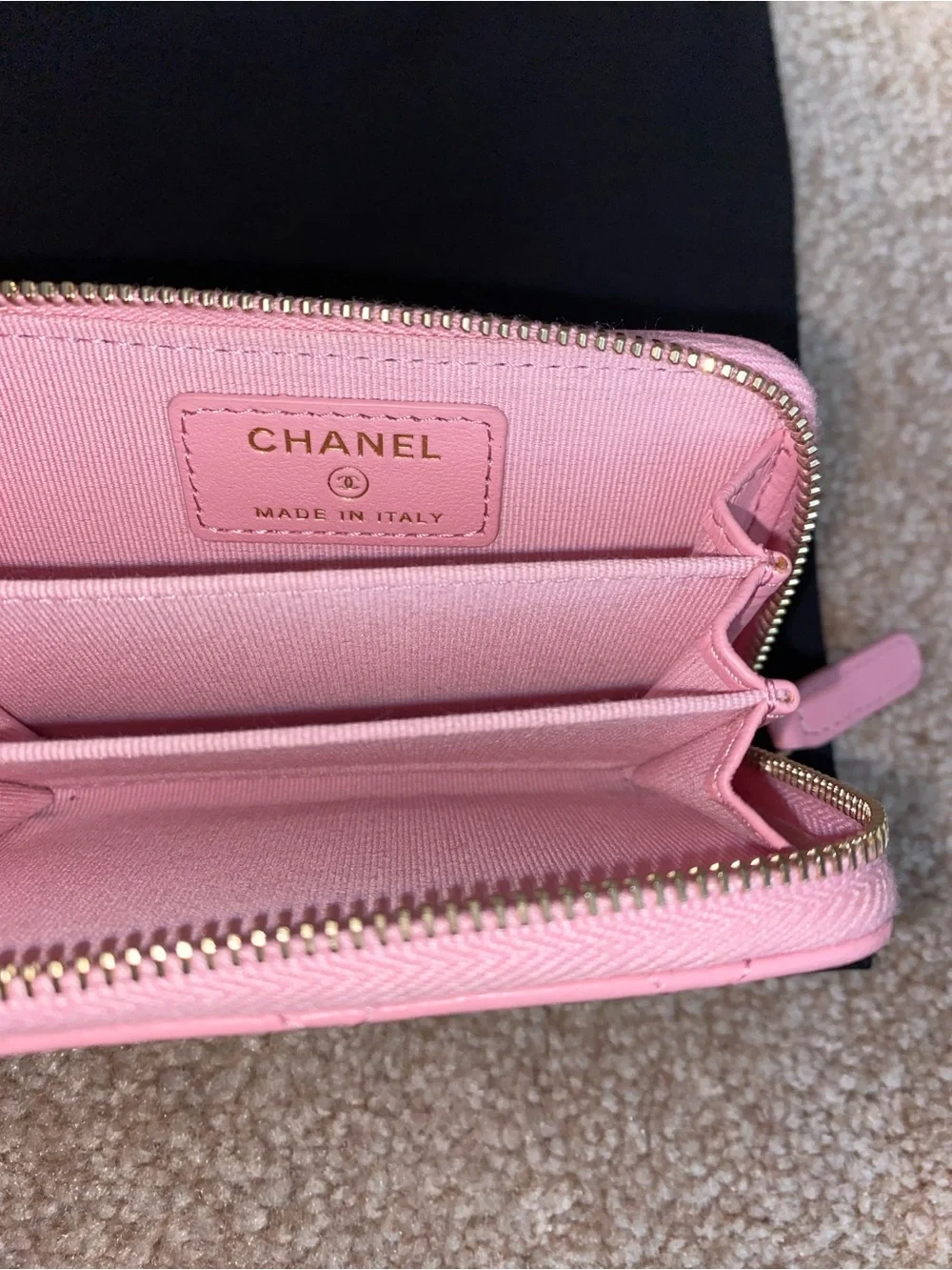 CHANEL | Lambskin Quilted Zip Around Coin Purse Light Pink